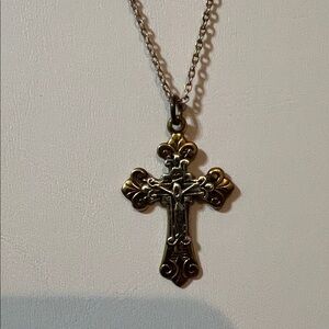 Sarah Coventry Two-Tone Cross Necklace